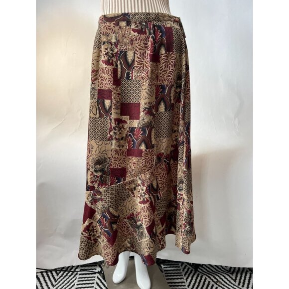 Sag Harbor Missy Maxi Skirt With Abstract Floral Print Size S 100% Polyester Mad - Picture 1 of 16